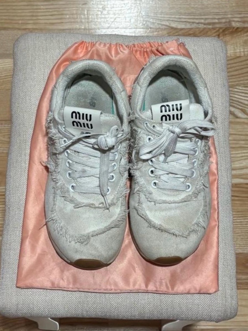 Miu Miu x New Balance white Sneakers with frayed edges size 6